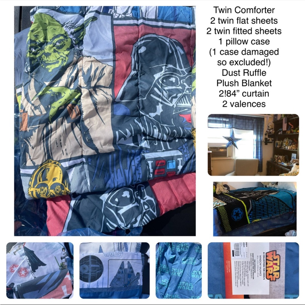 Star Wars for Kohl’s Twin Bedding and Curtain Sets Excellent Condition Very Soft